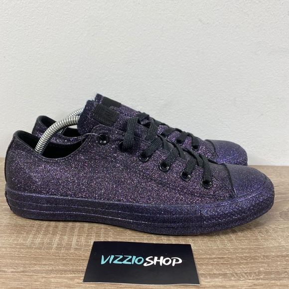 womens converse purple all star glitter ox trainers